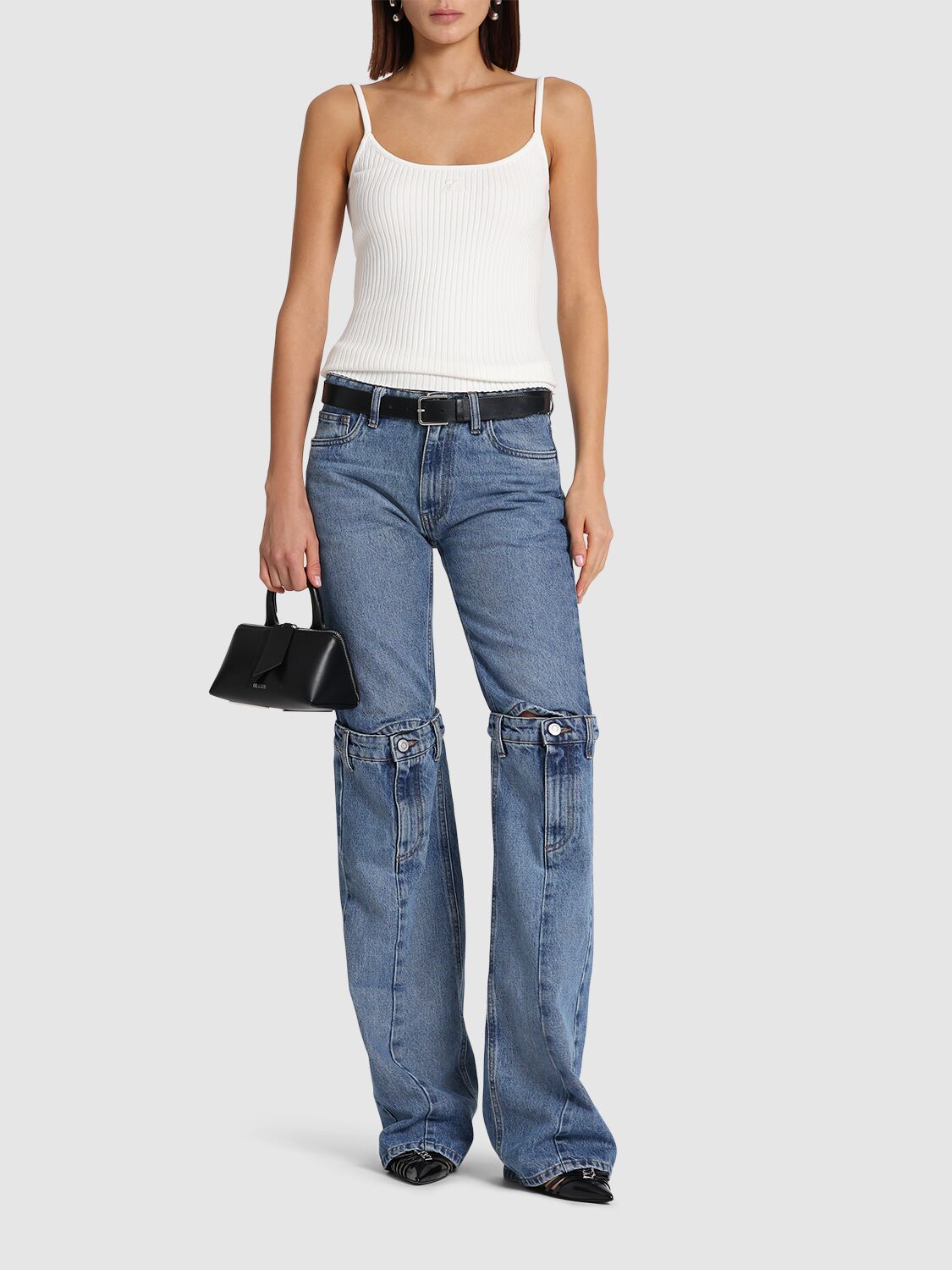 Shop Courrèges Knit Tank Top In White