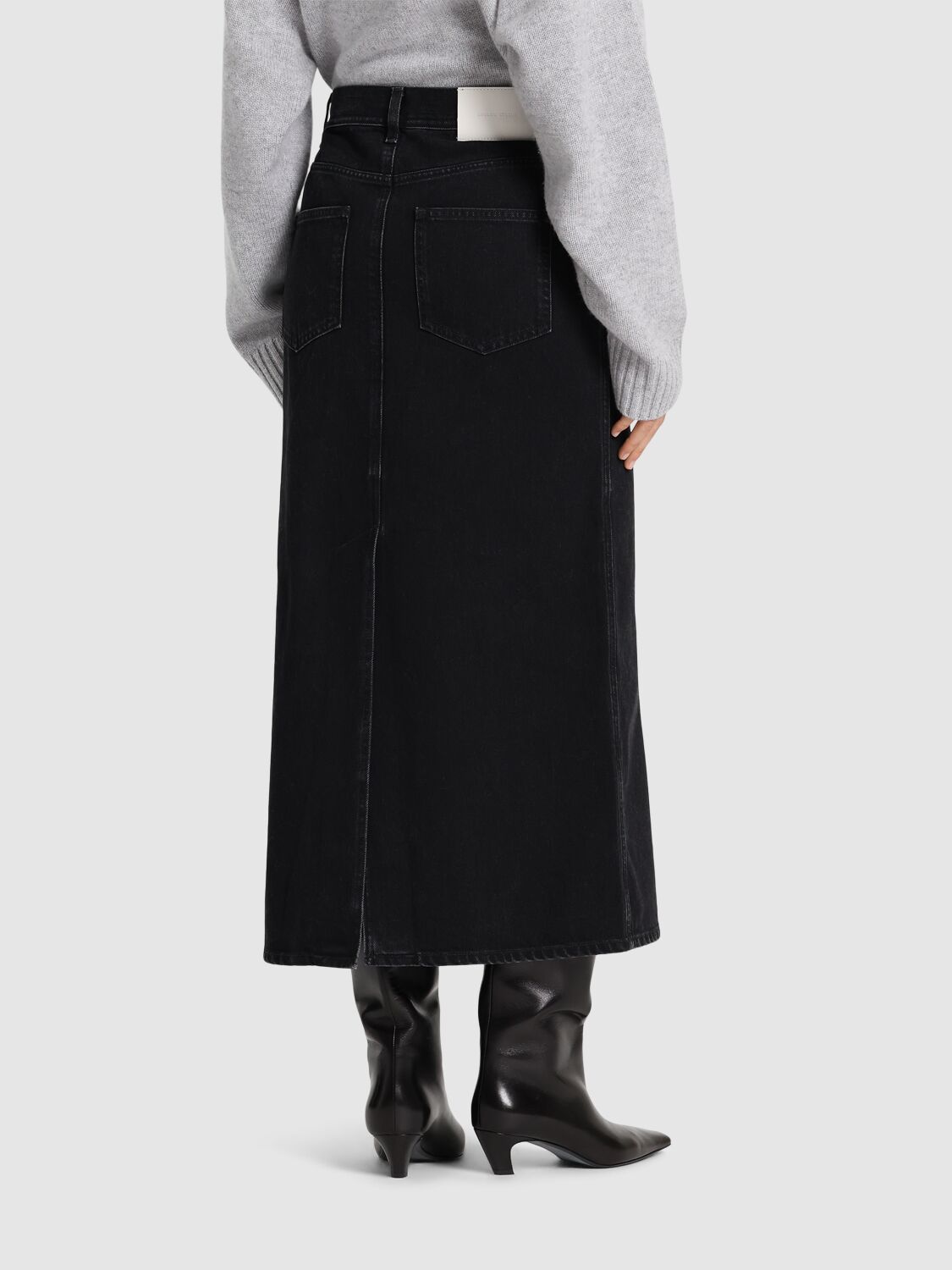 LOULOU STUDIO RONA COTTON DENIM LONG SKIRT 