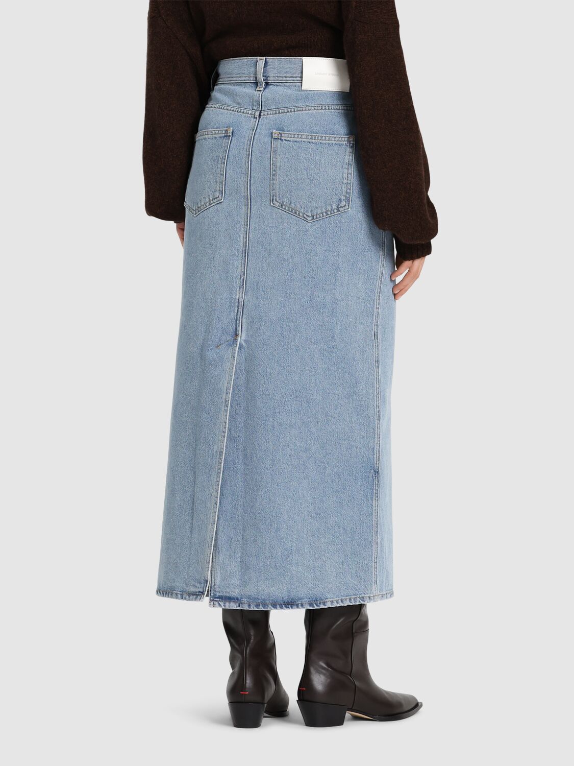 LOULOU STUDIO RONA COTTON DENIM LONG SKIRT 