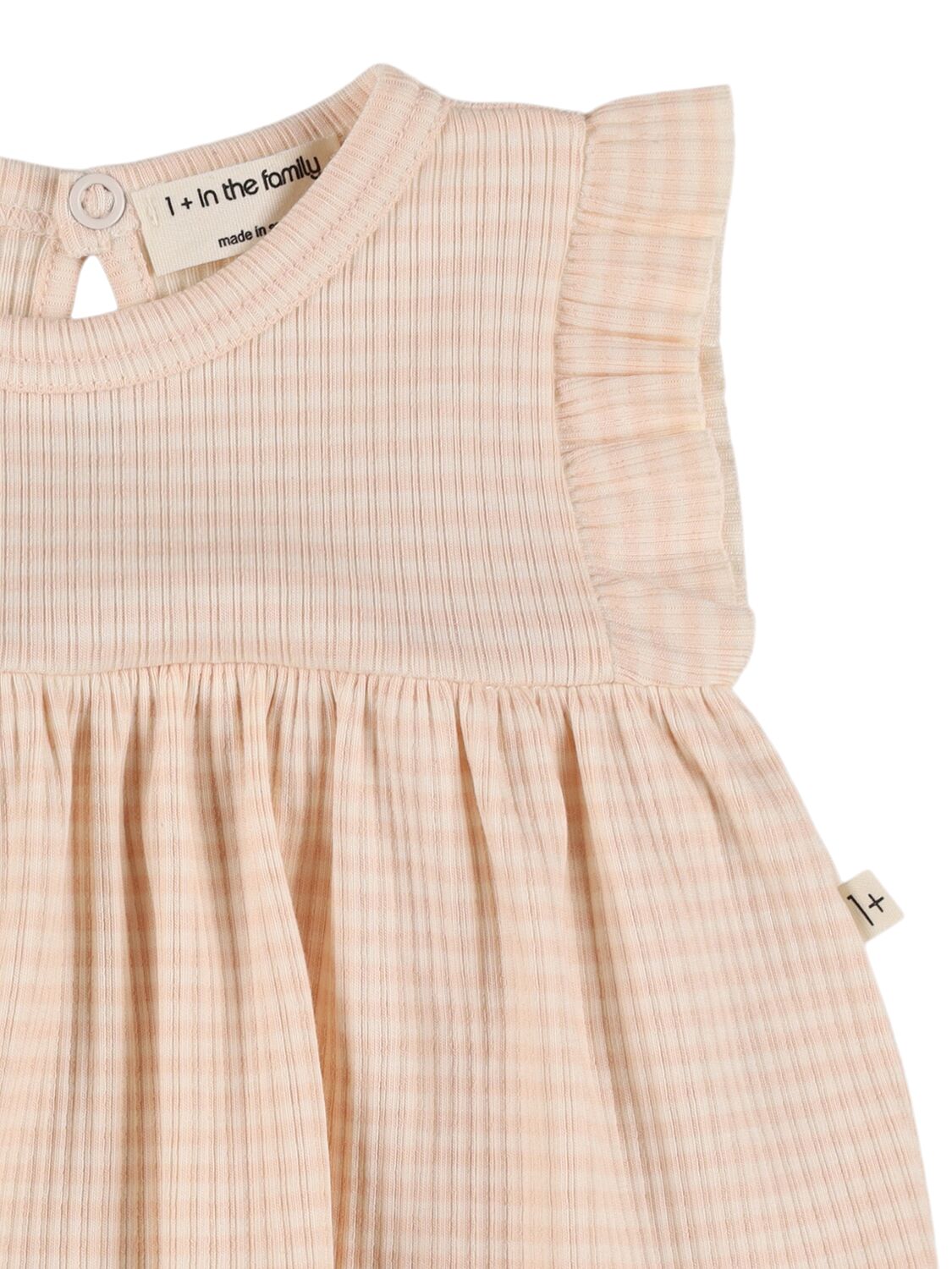 1+ In The Family Striped Cotton Blend Bodysuit In Beige