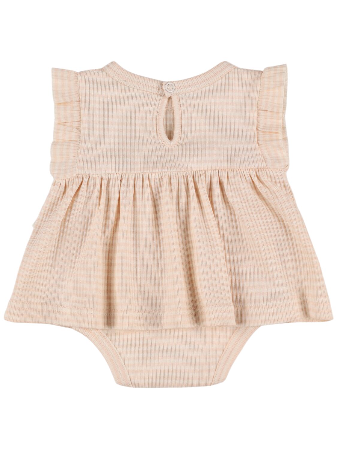 1+ In The Family Striped Cotton Blend Bodysuit In Beige