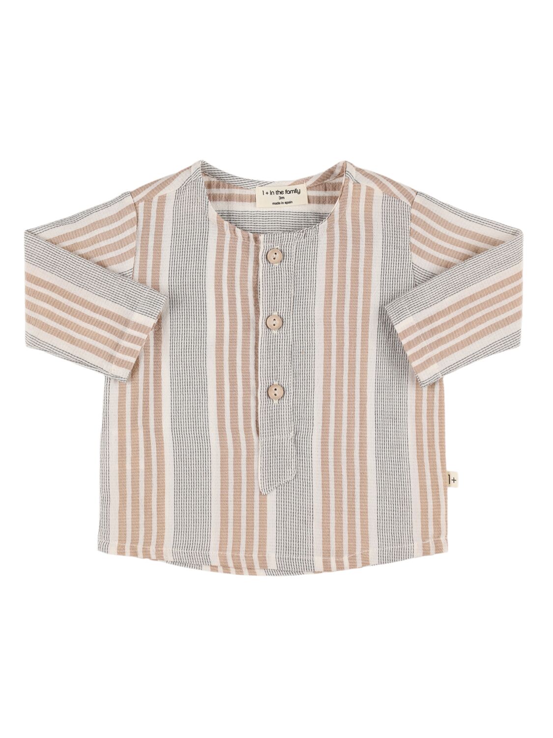 1+ In The Family Printed Organic Cotton Blend Shirt In Neutral