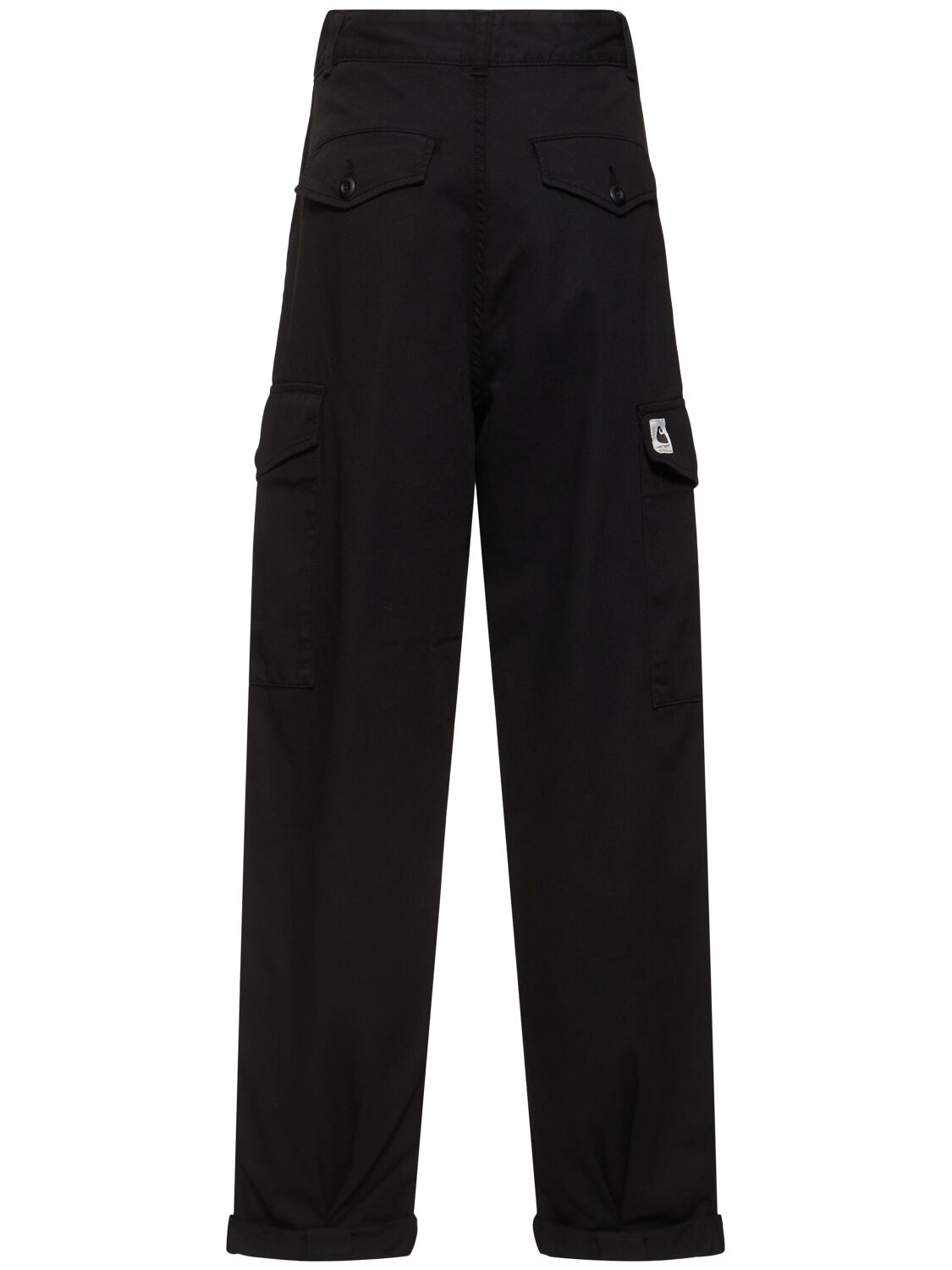 Carhartt Omens Black Kingston Logo-patch Cotton Cargo Trousers In Black