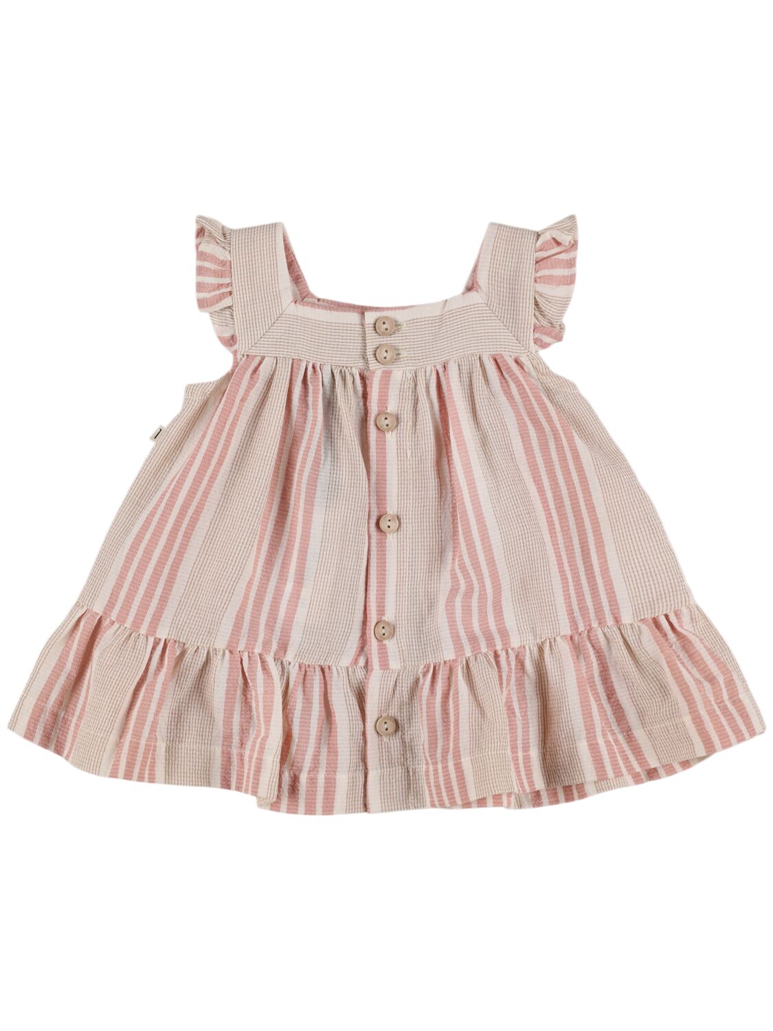 1+ In The Family Stripe Print Organic Cotton Blend Dress In White/pink