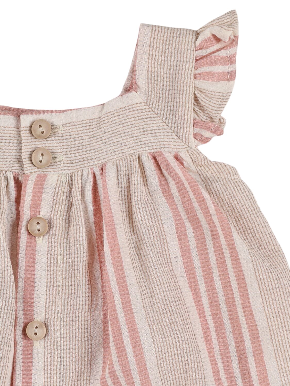 1+ In The Family Stripe Print Organic Cotton Blend Dress In White/pink