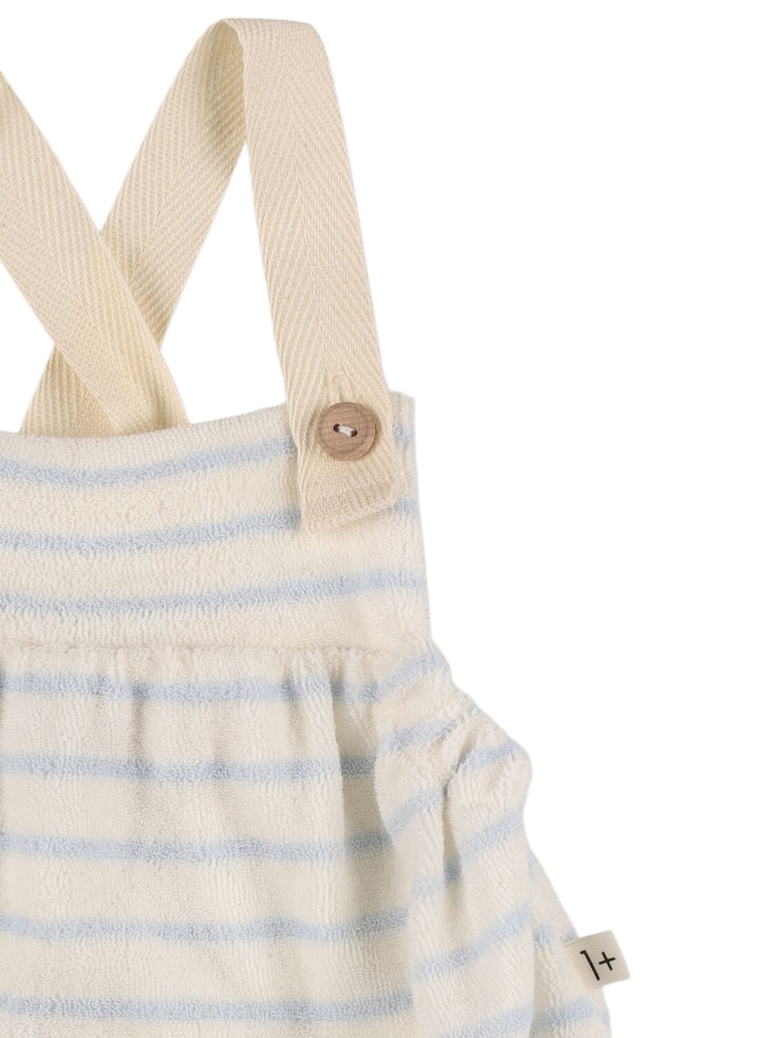 1+ In The Family Striped Cotton Blend Terry Overalls In Light Blue