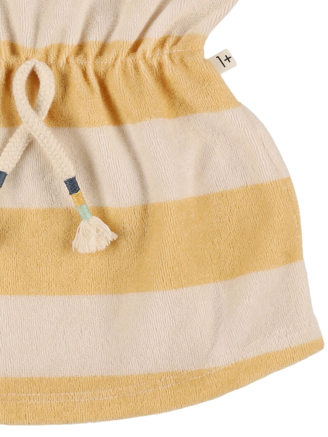 1+ In The Family Striped Cotton Blend Dress In White/yellow