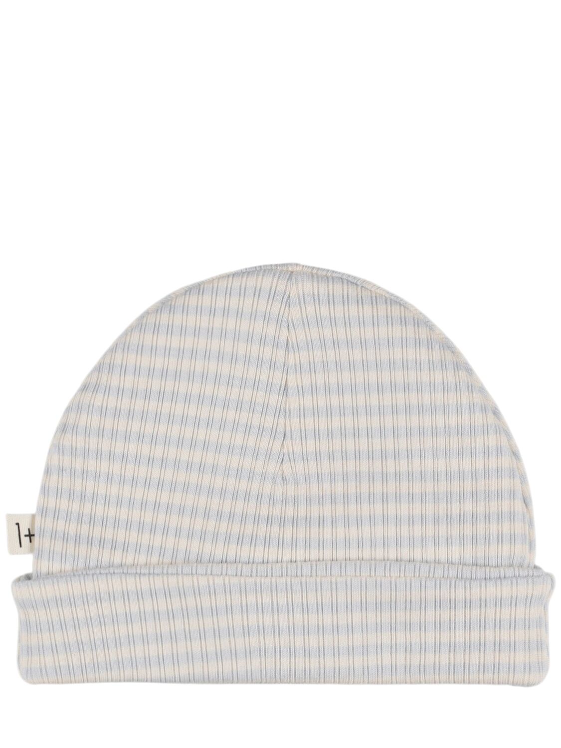 1+ In The Family Striped Cotton Blend Beanie In Light Blue
