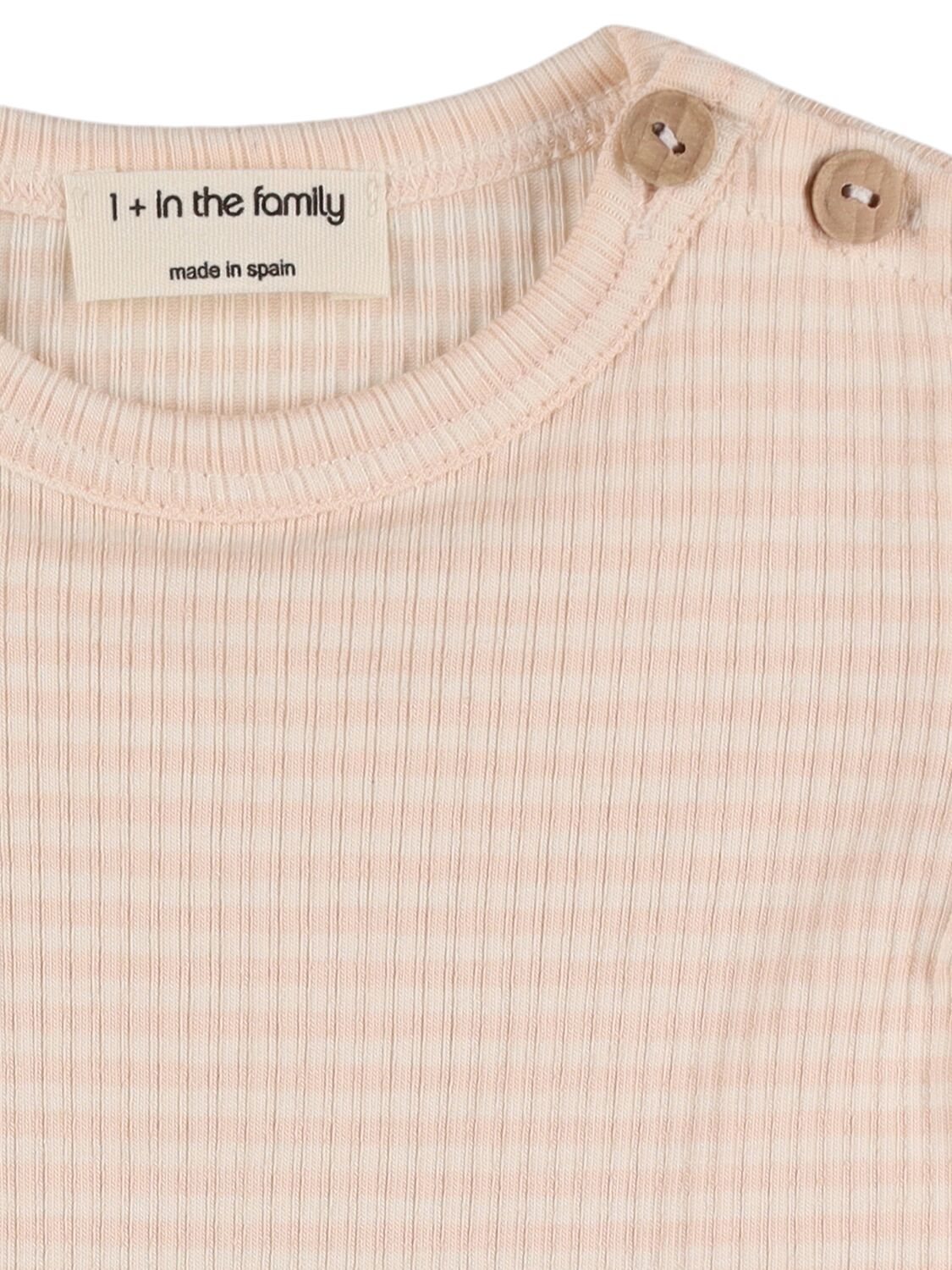 1+ In The Family Striped Cotton Blend Bodysuit In Beige