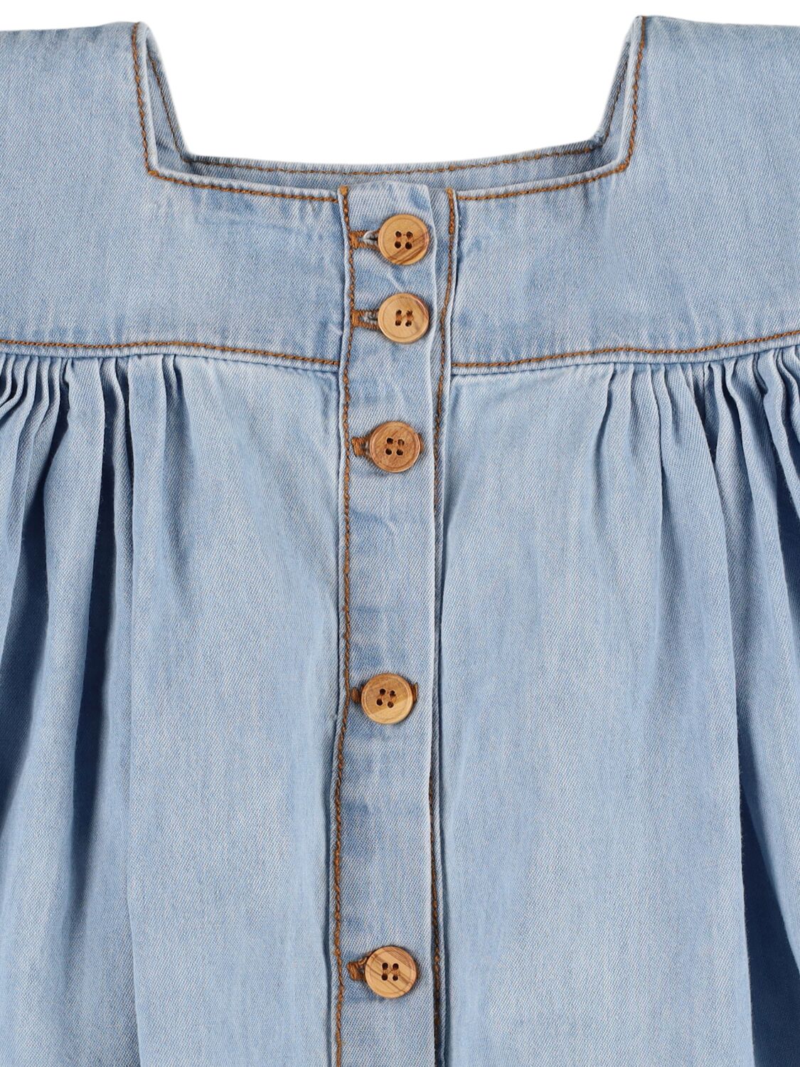 1+ In The Family Cotton Chambray Dress In Blue
