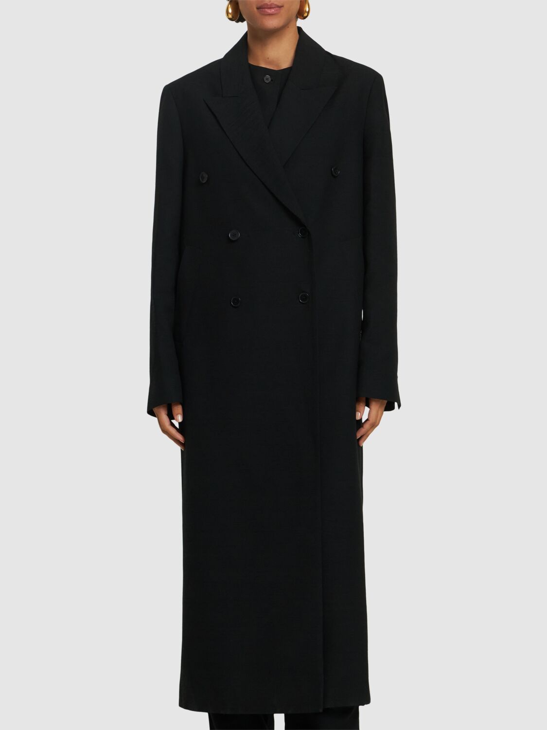 LOULOU STUDIO TEMO DOUBLE BREAST VISCOSE COAT 