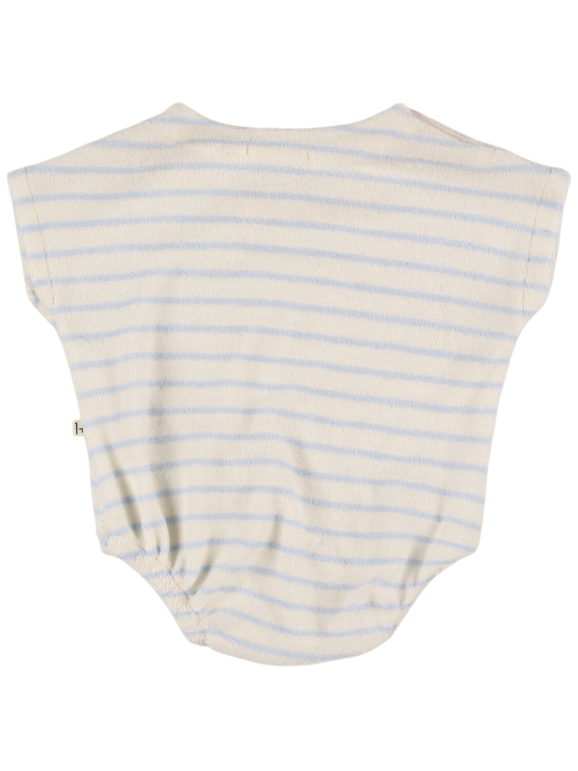 1+ In The Family Striped Cotton Blend Bodysuit In Light Blue