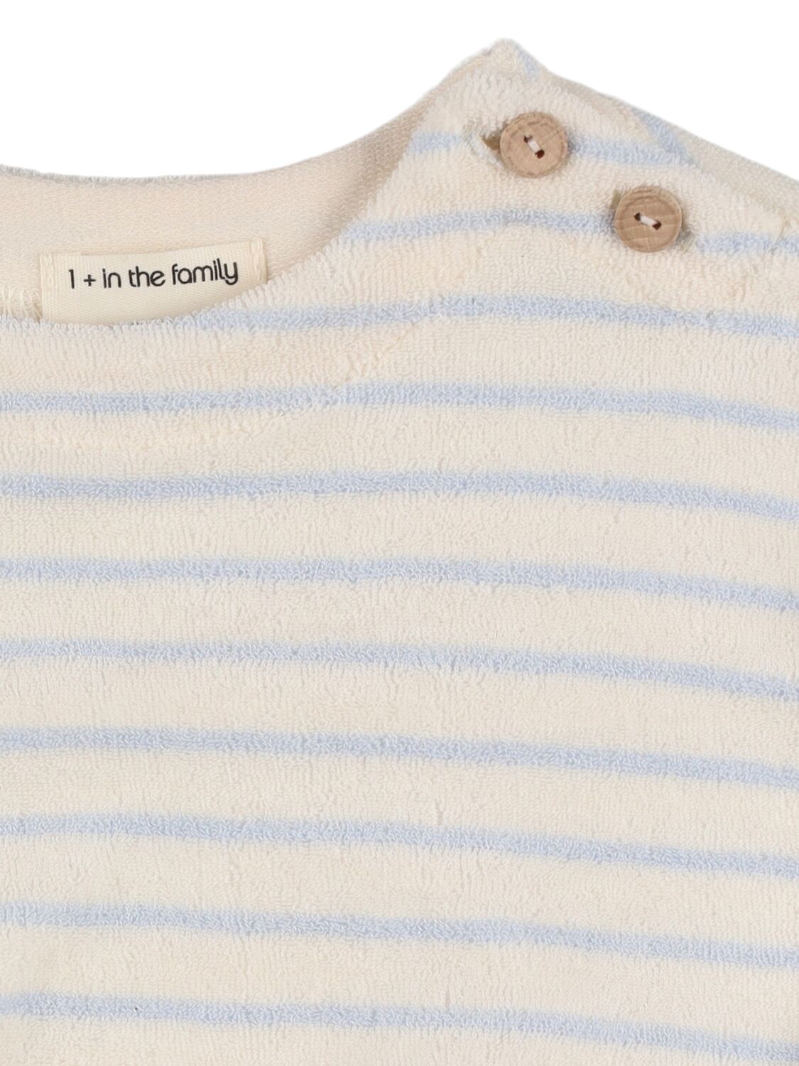 1+ In The Family Striped Cotton Blend Bodysuit In Light Blue