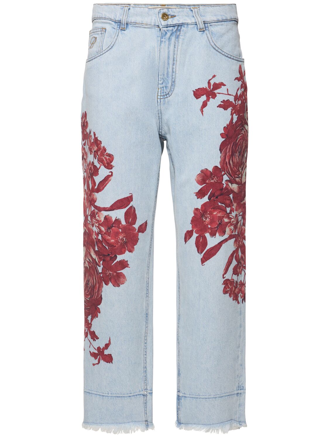 Printed Baggy High Rise Cropped Jeans