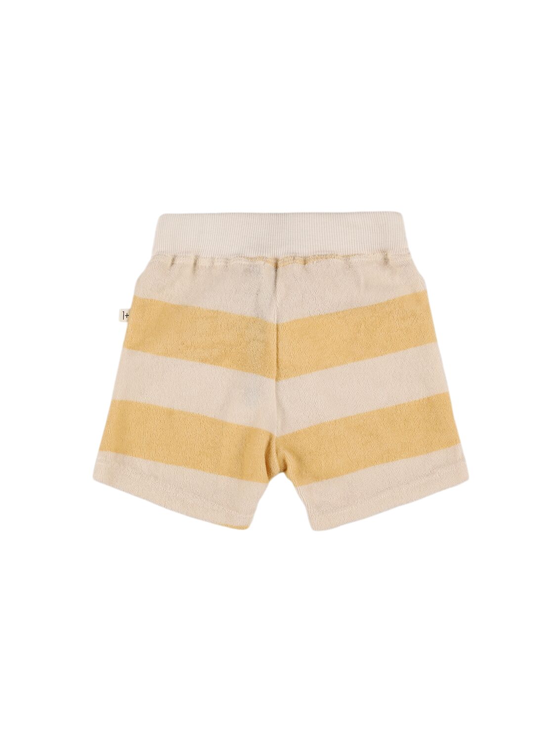 Shop 1+ In The Family Striped Cotton Blend Terry Shorts In White/yellow