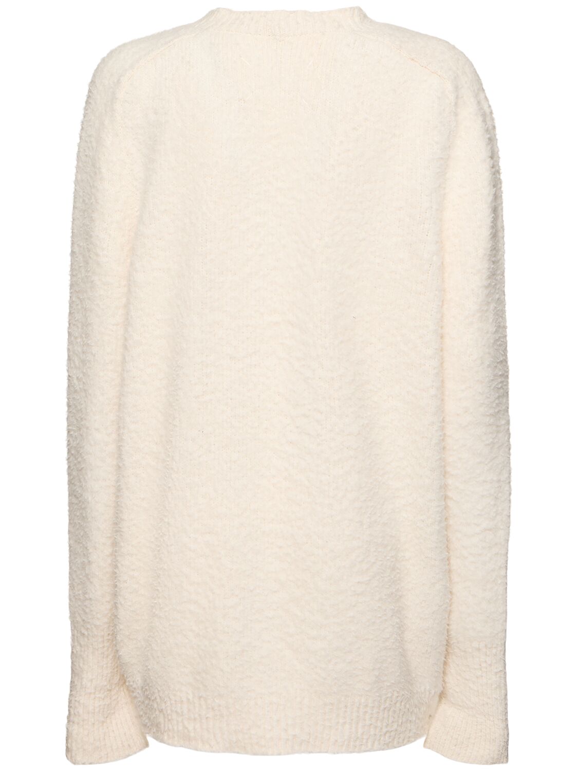 Maison Margiela Off-white Oversized Piled Cardigan In White