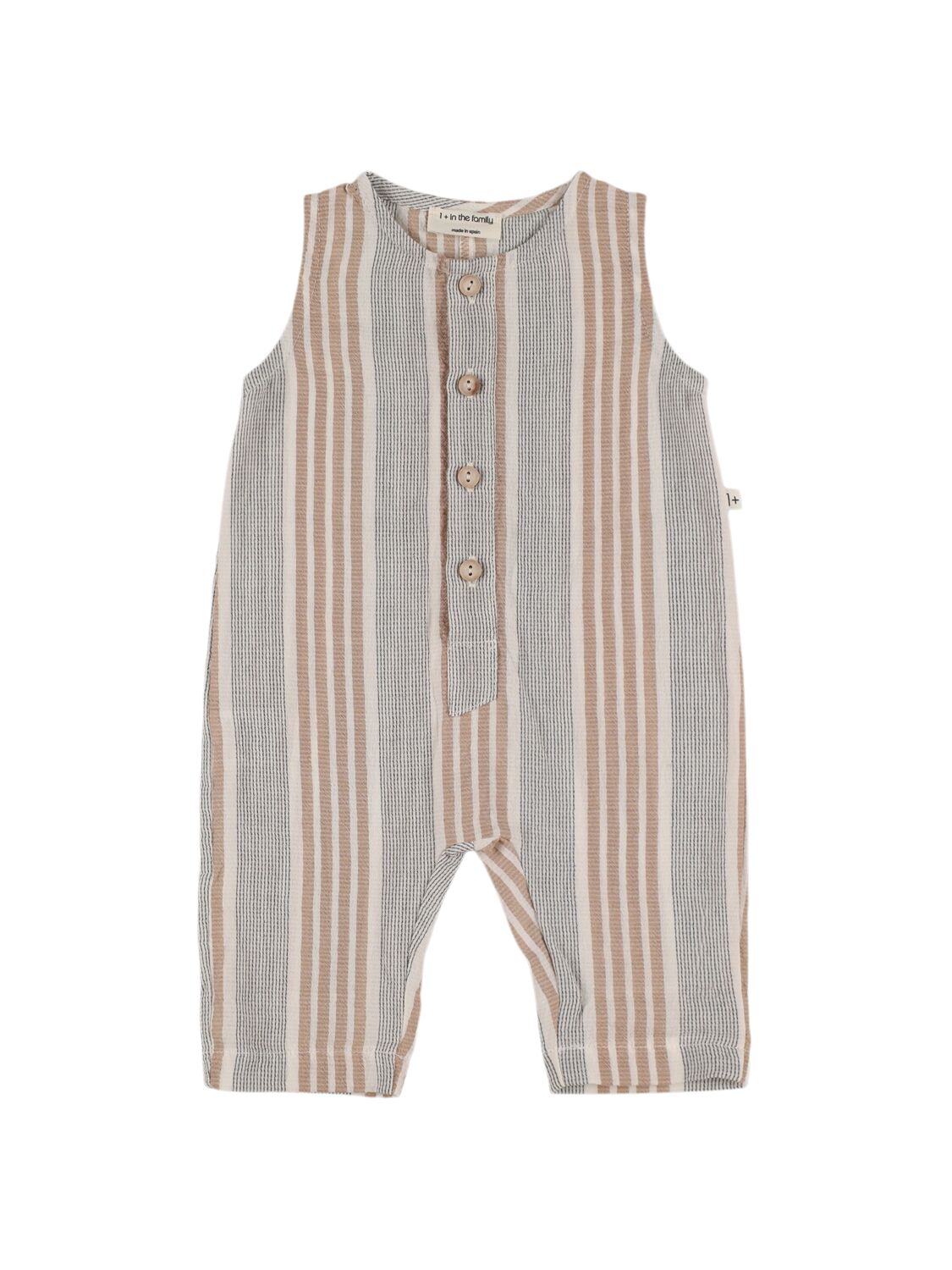 1+ In The Family Printed Organic Cotton Blend Romper In Grey