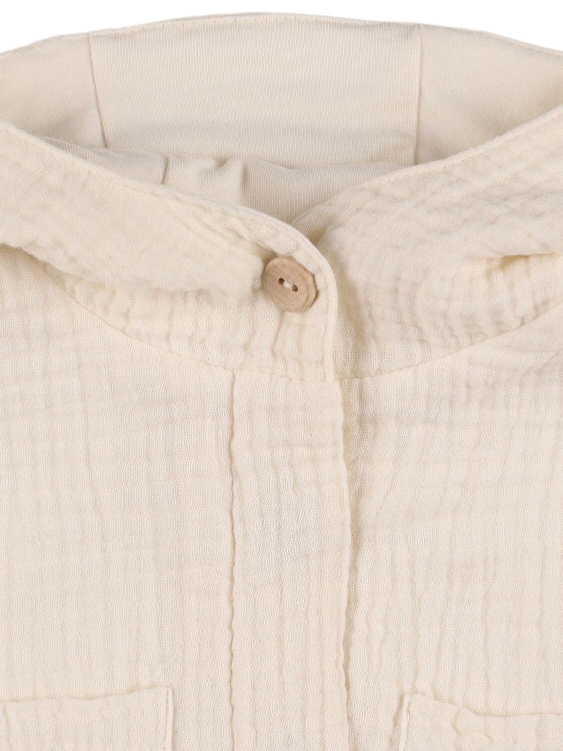 1+ In The Family Cotton Seersucker Hooded Jacket In Beige