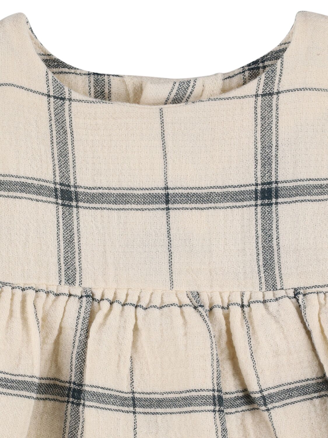 1+ In The Family Check Print Cotton Dress In White