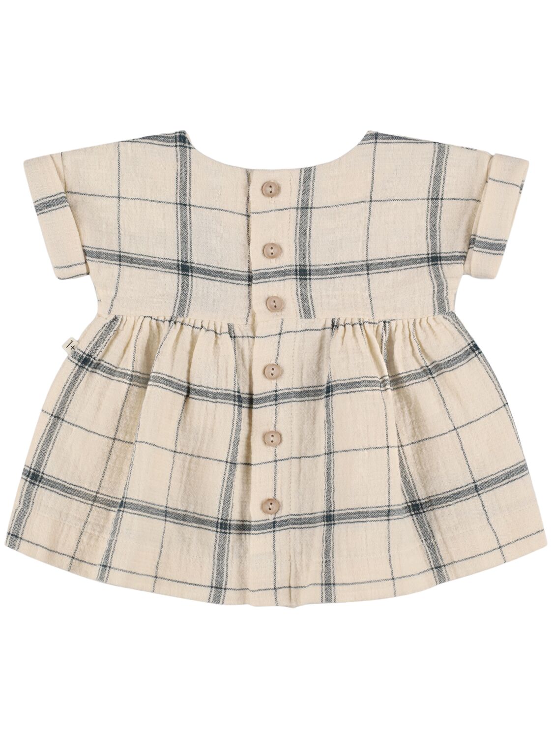 1+ In The Family Check Print Cotton Dress In White
