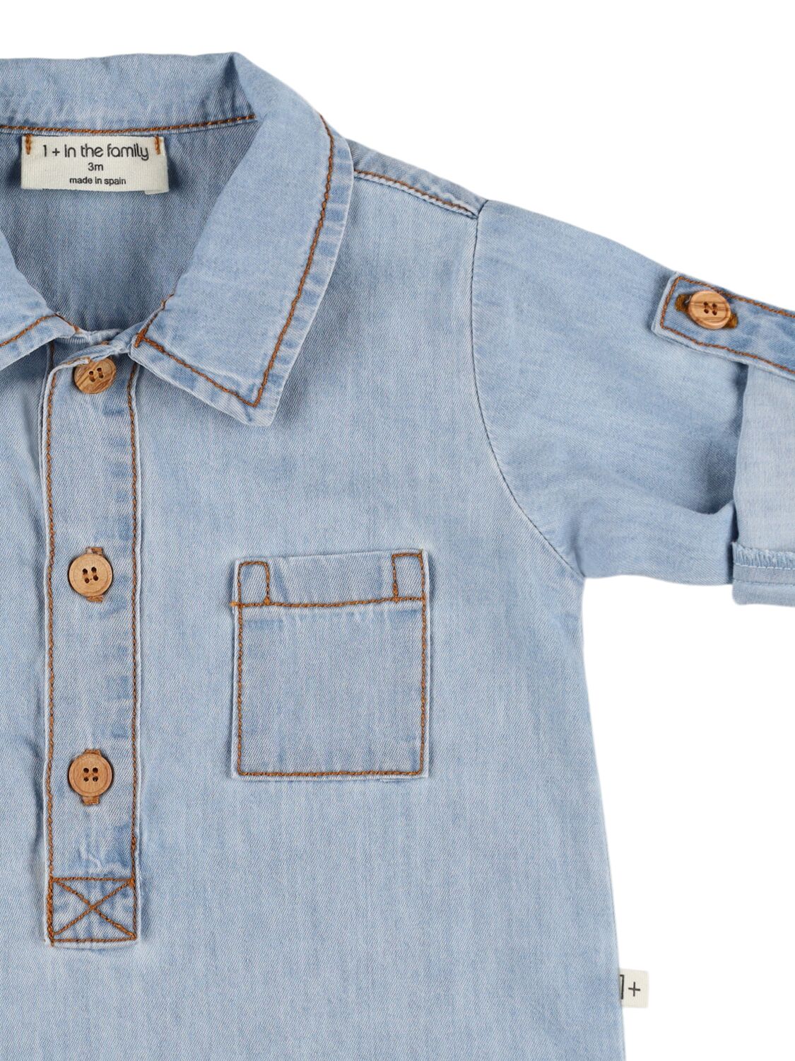 1+ In The Family Cotton Chambray Shirt In Light Blue