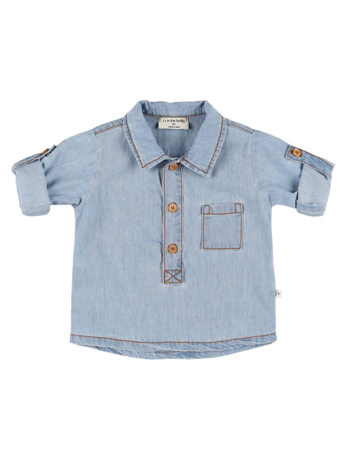 1+ In The Family Kids' Cotton Chambray Shirt In Light Blue