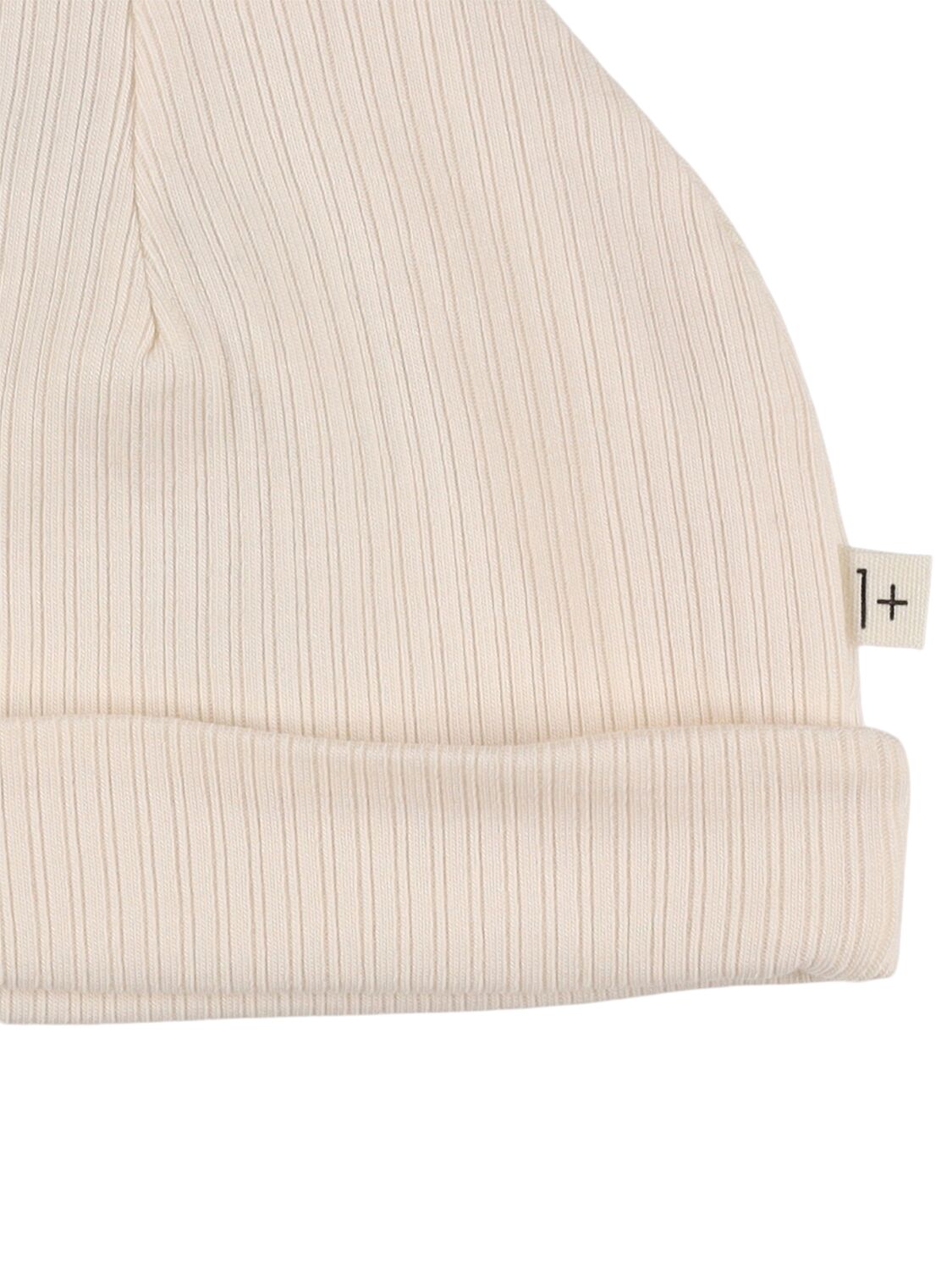 1+ In The Family Striped Cotton Blend Beanie In Beige