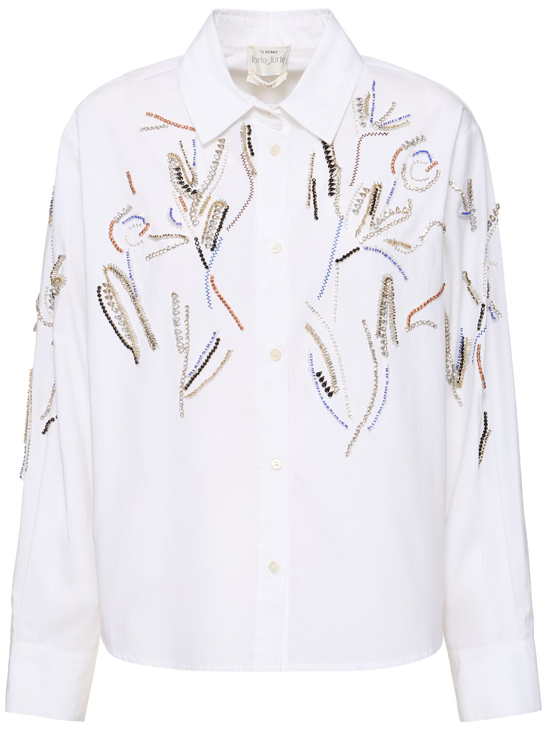 Forte Forte Rhinestone-detailed Poplin Shirt In White