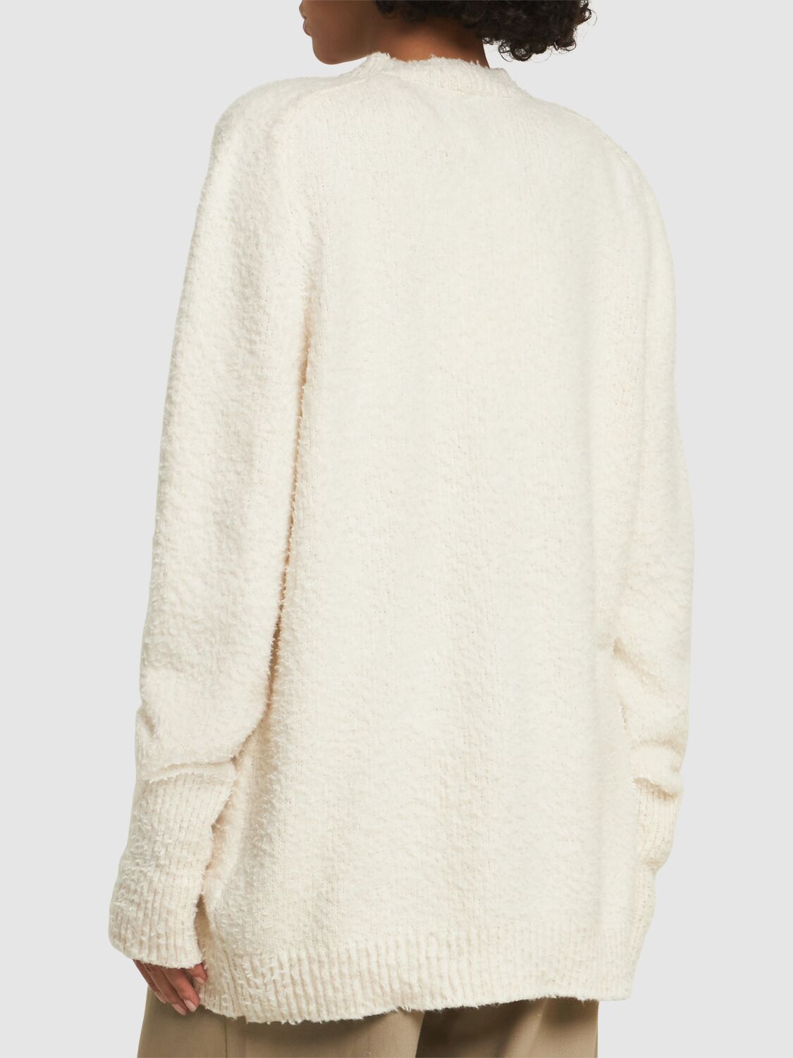 Maison Margiela Off-white Oversized Piled Cardigan In White