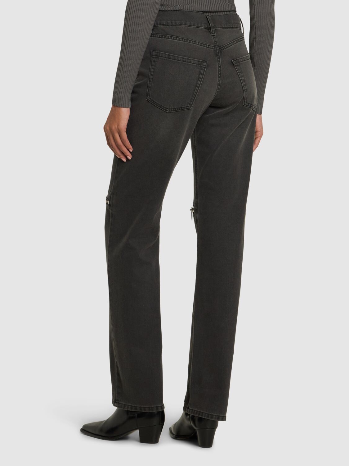 Coperni Knee-zip Denim Pants In Grey