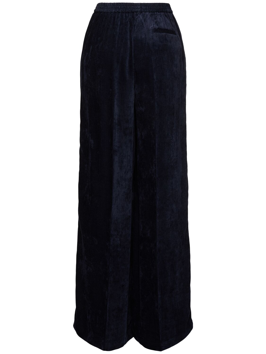 Shop Forte Forte Velvet Wide Leg Pants In Navy