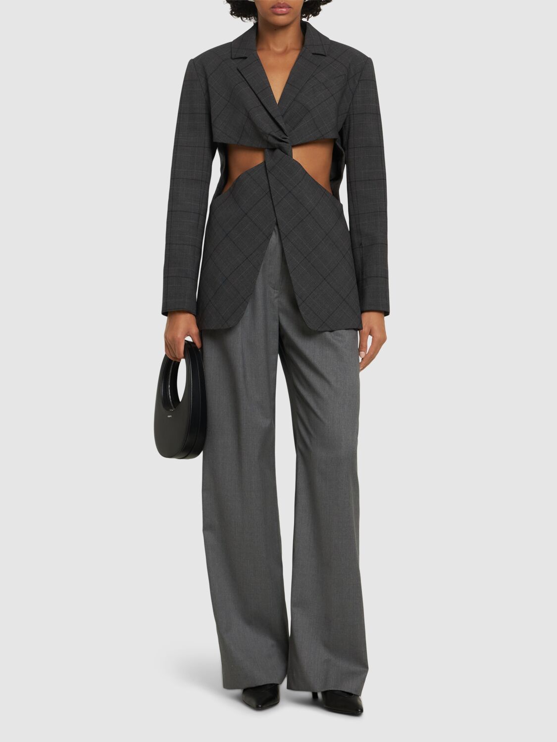 Coperni Tailored Jacket With Twisted Cut-out Detail In Grey