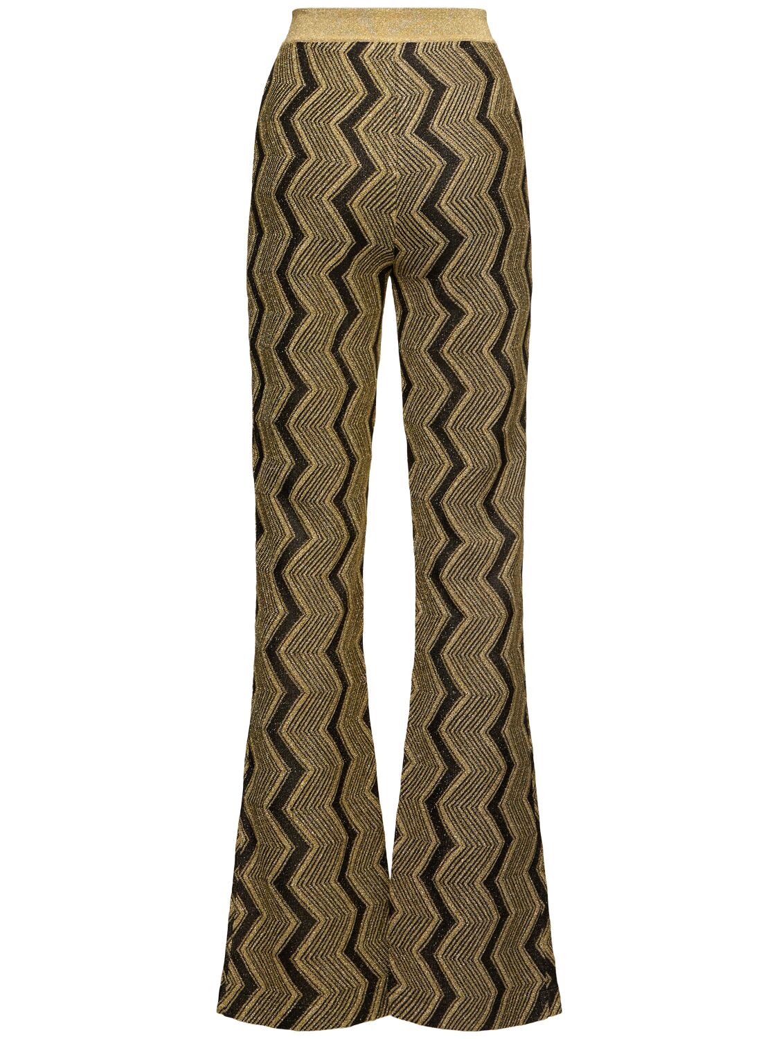Shop Missoni Lurex Flared Pants In Black/gold