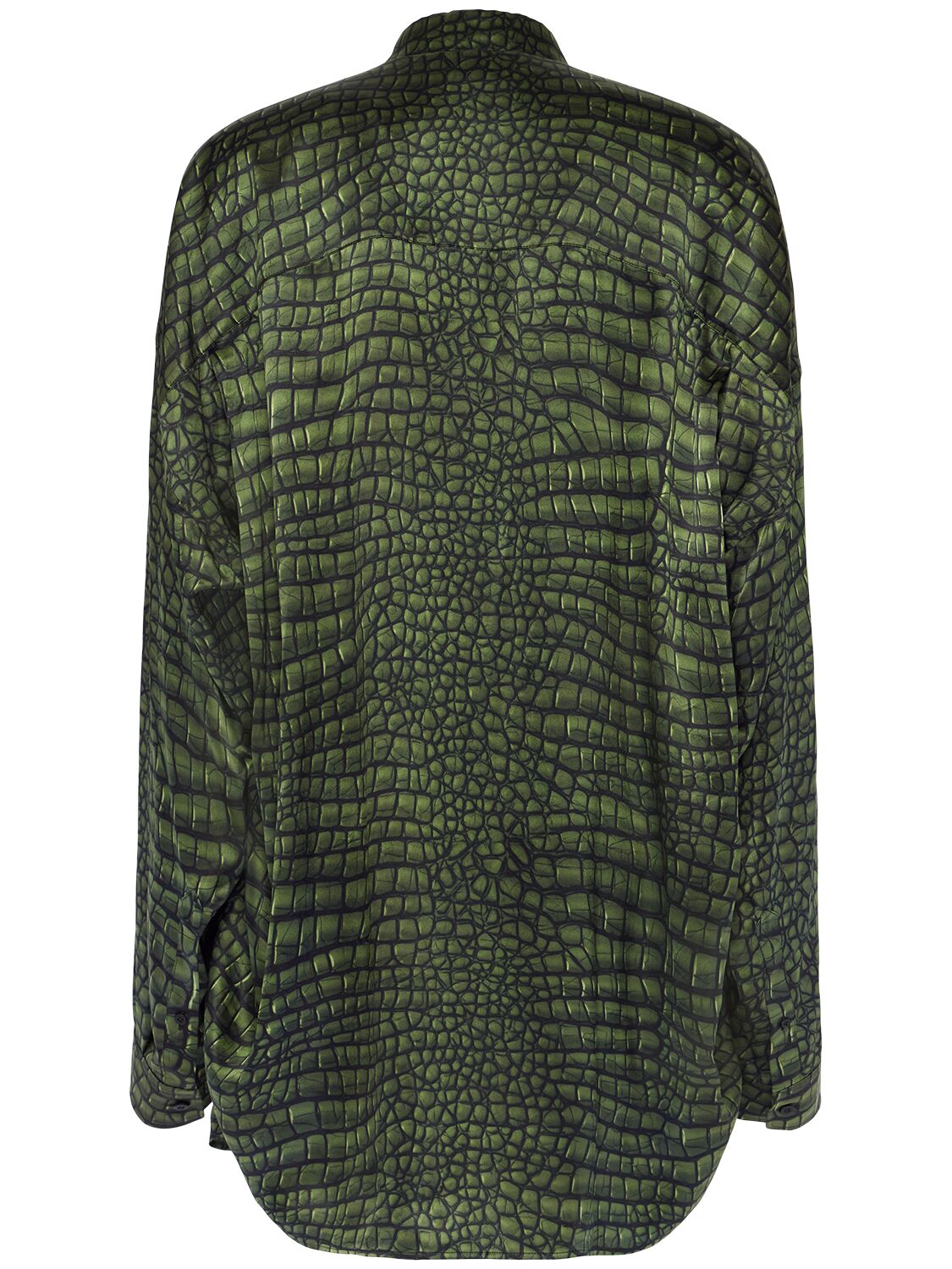 Shop Balenciaga Satin Cocoon Shirt In Green