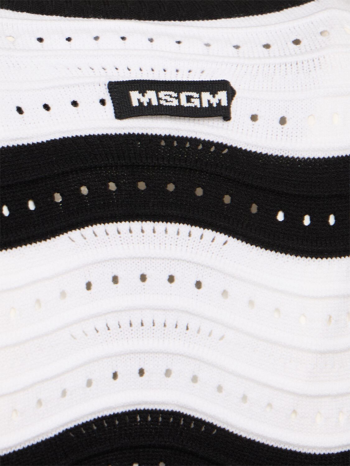 Msgm Striped Knit Cardigan In Black/white