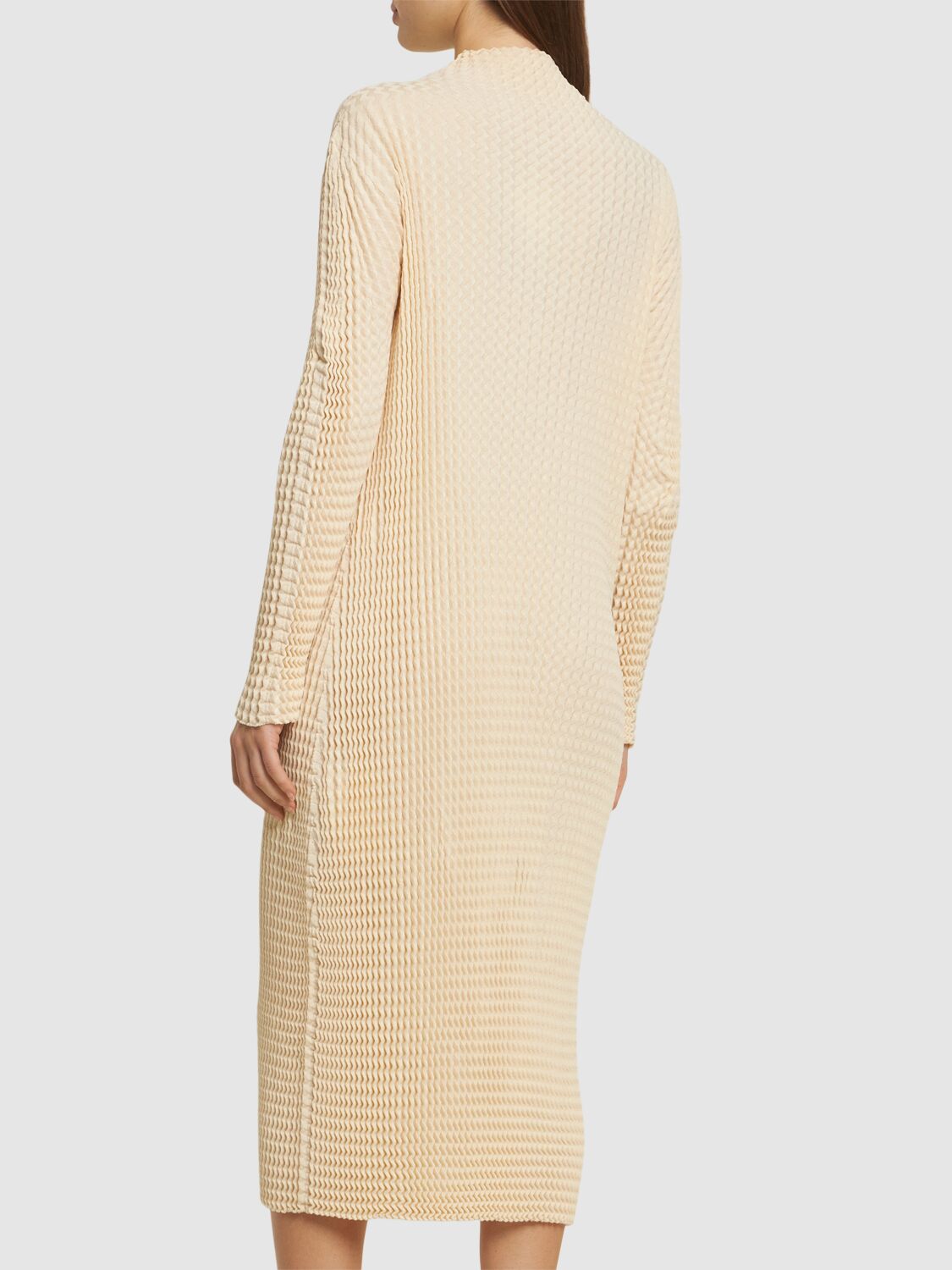 Issey Miyake Spongy-48 Cotton Blend Midi Dress In Ivory