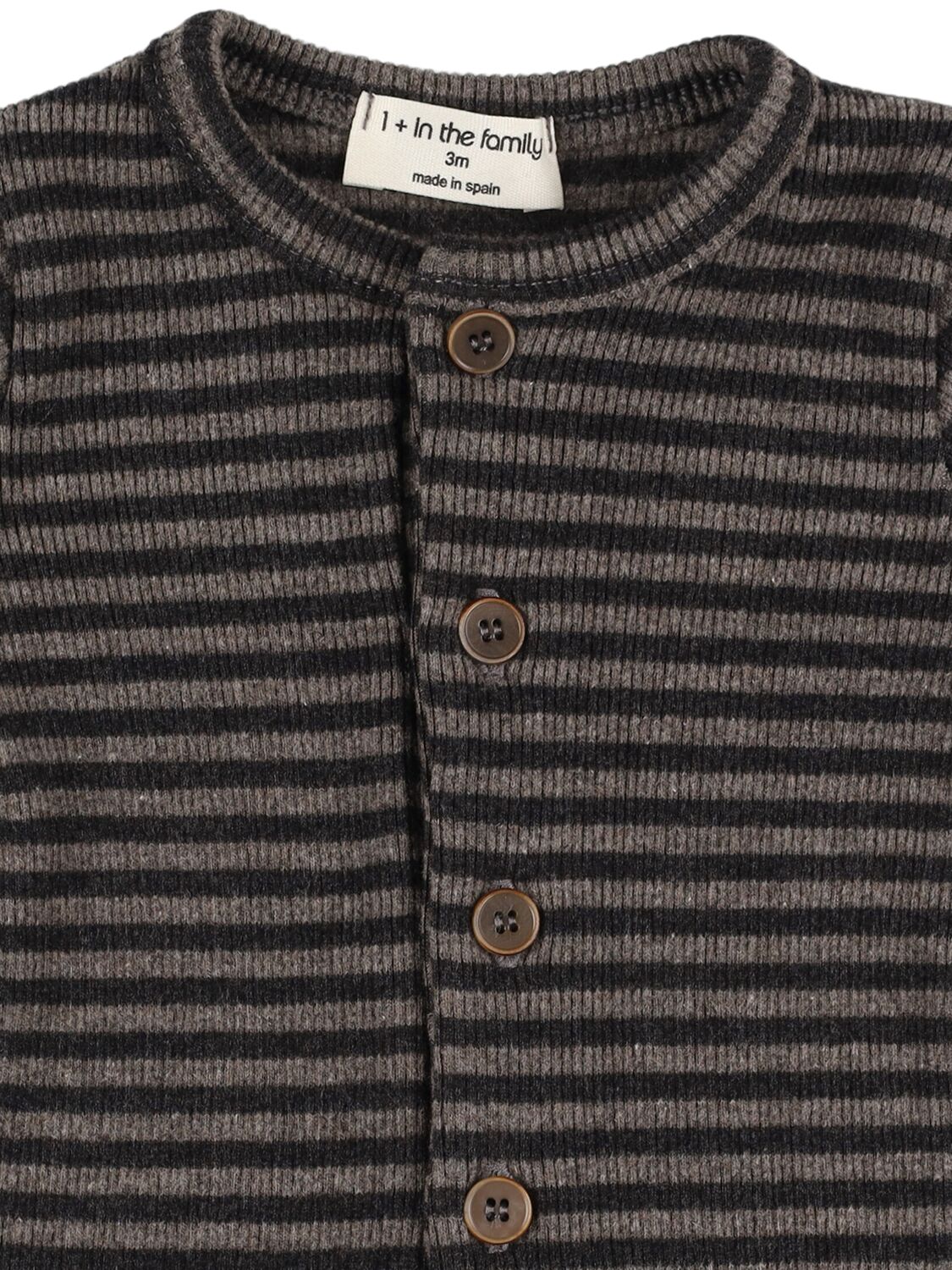 1+ In The Family Striped Cotton Blend Jersey Romper In Dark Grey