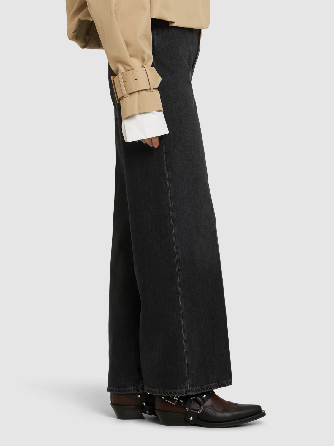 Ganni Chelsea Western Boots In Black/chocolate