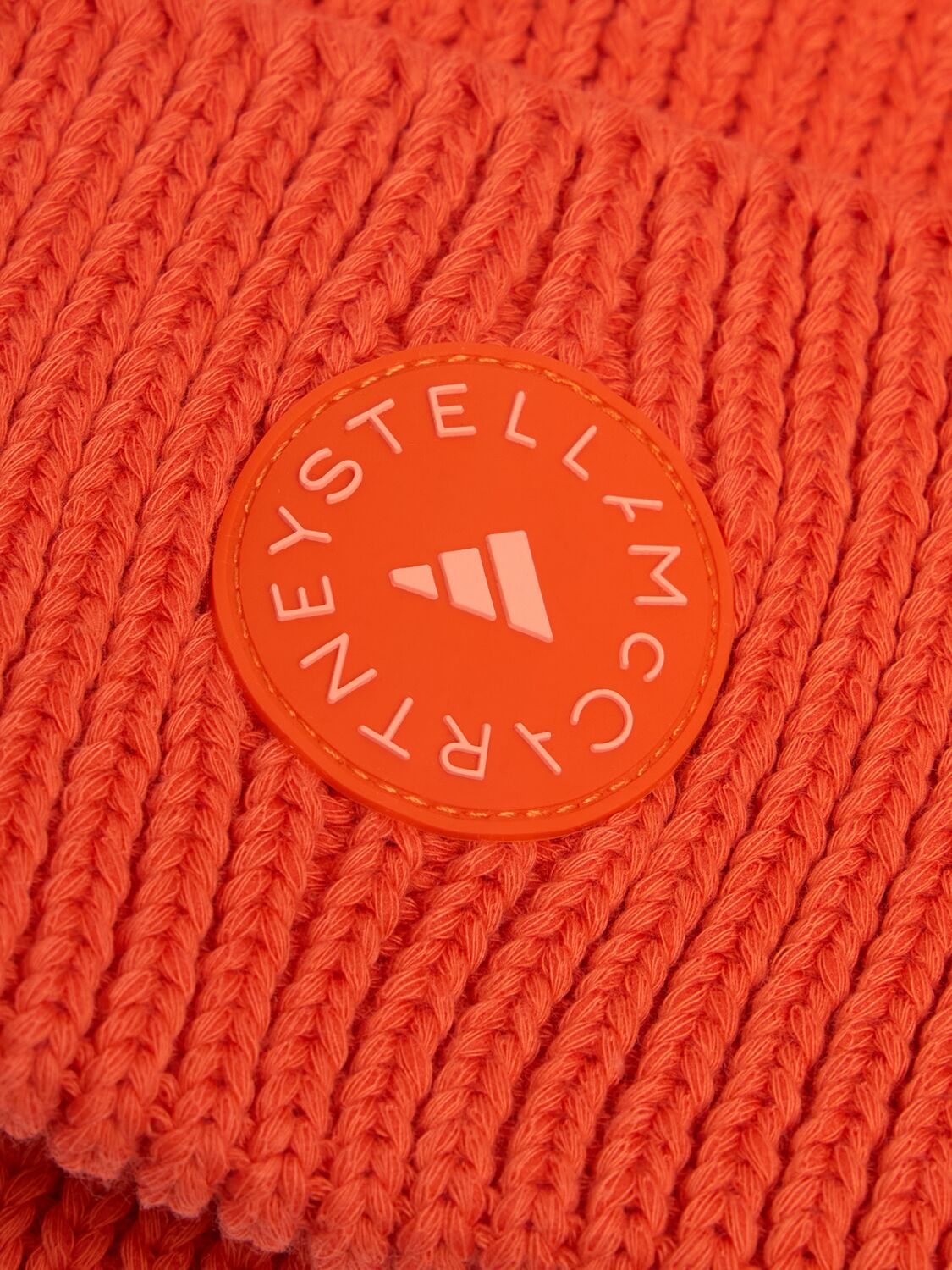 Shop Adidas By Stella Mccartney Ribbed Beanie In Orange