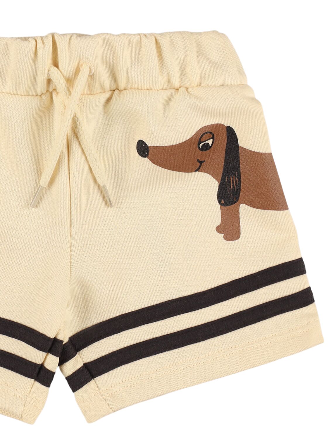 Mini Rodini Dog Print Organic Cotton Sweat Shorts In Beige
