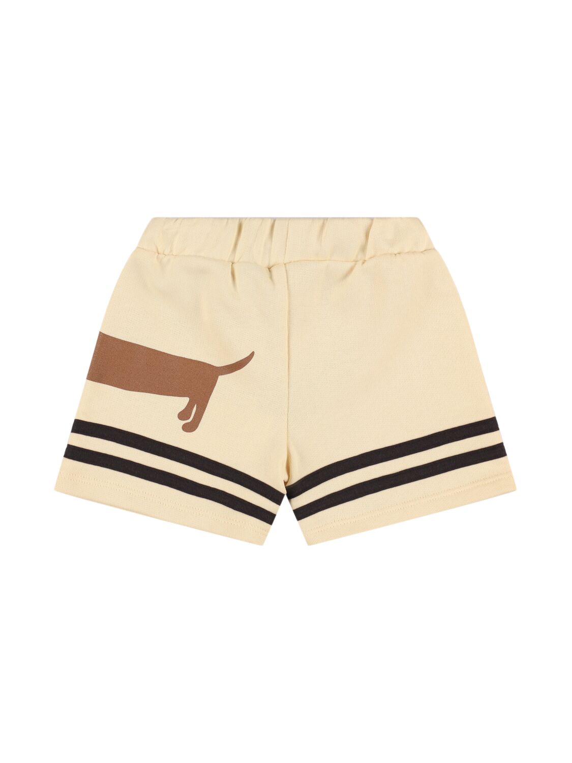 Mini Rodini Dog Print Organic Cotton Sweat Shorts In Beige