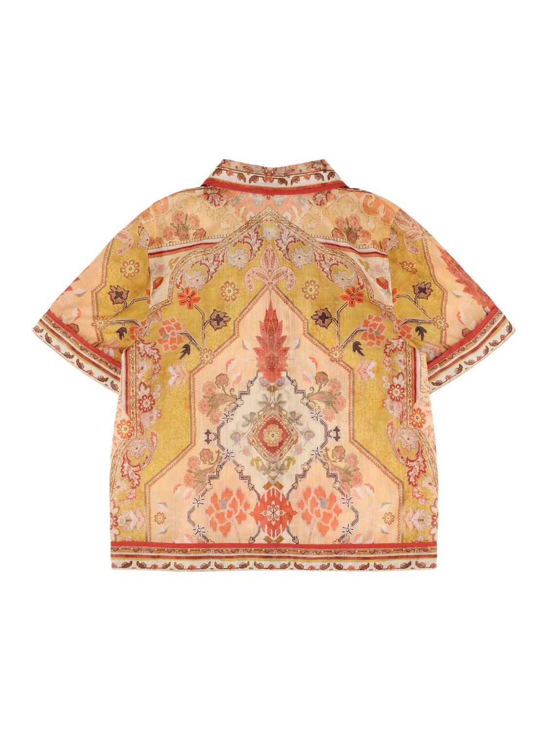 Zimmermann Printed Cotton Shirt In Mustard/multi