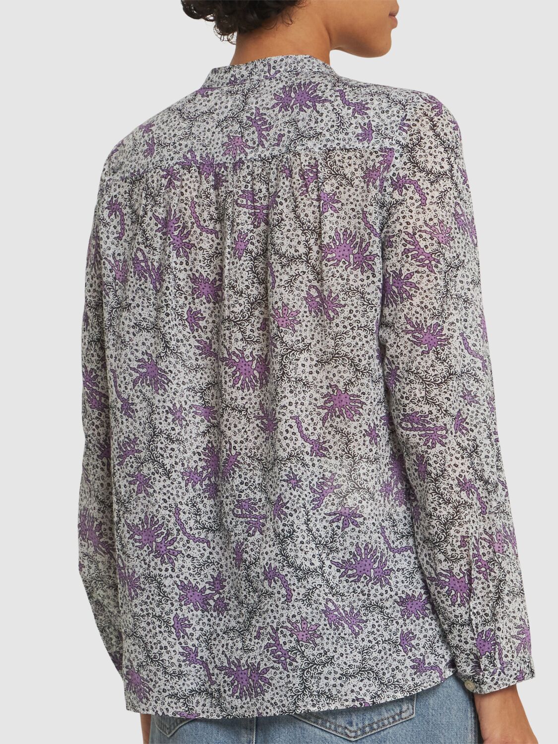 Isabel Marant Étoile Maria Printed Cotton Voile Shirt In White/lilac