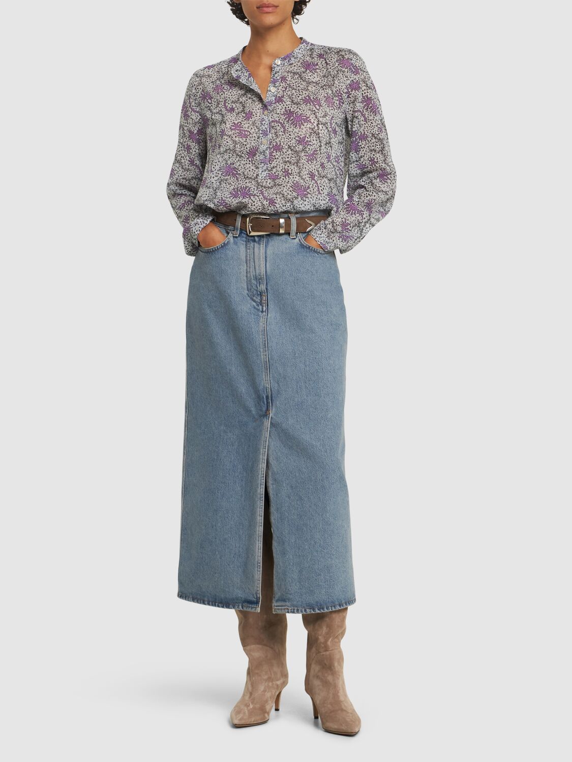 Isabel Marant Étoile Maria Printed Cotton Voile Shirt In White/lilac