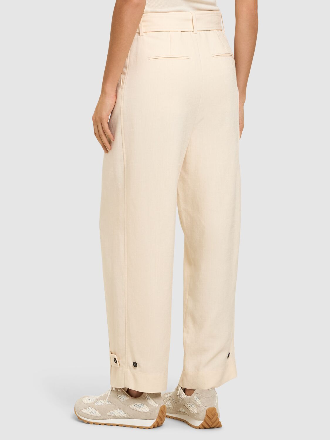 Msgm Tailored Viscose Blend Wide Pants In White