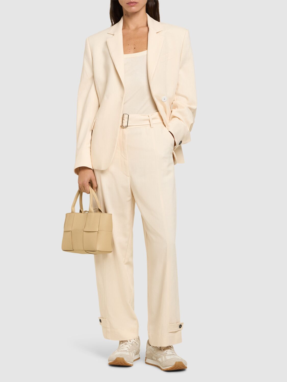 Msgm Tailored Viscose Blend Wide Pants In White