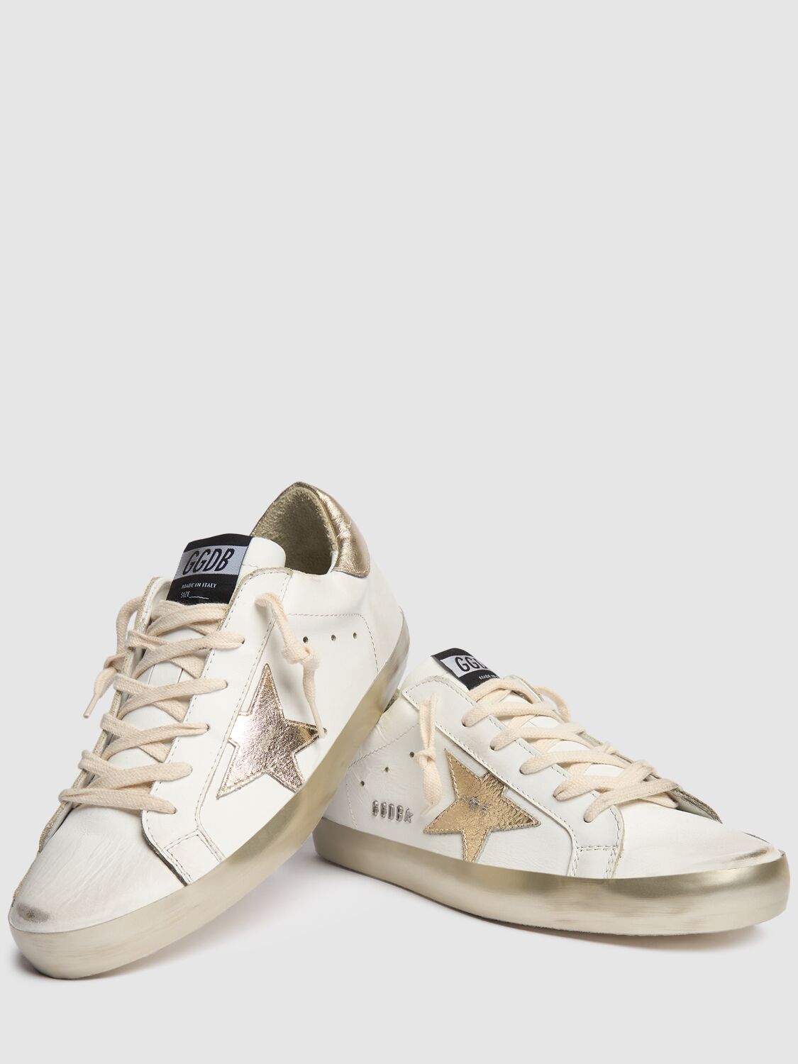 Golden Goose Super-star Sneakers In White,gold