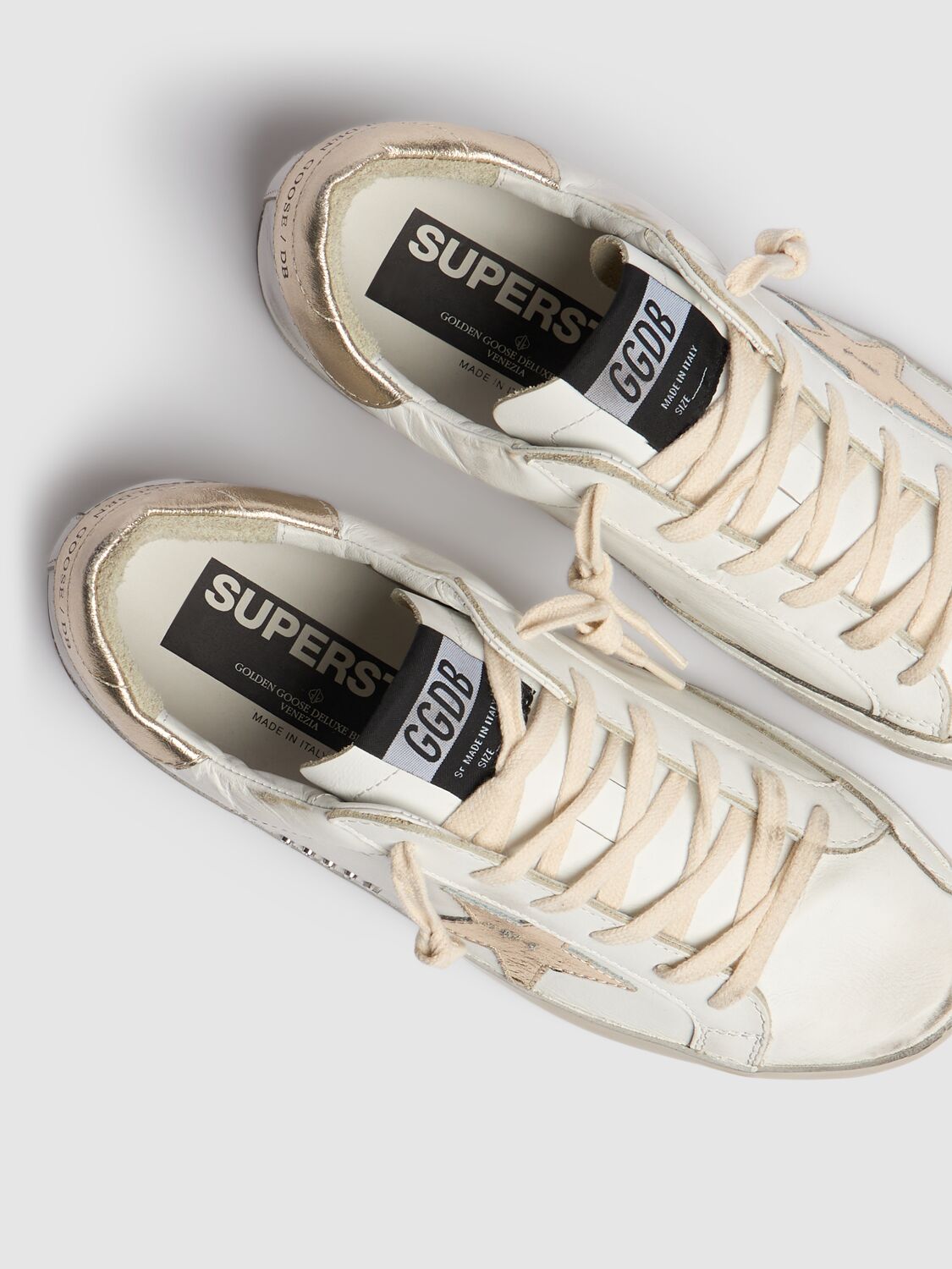 Golden Goose Super-star Sneakers In White,gold
