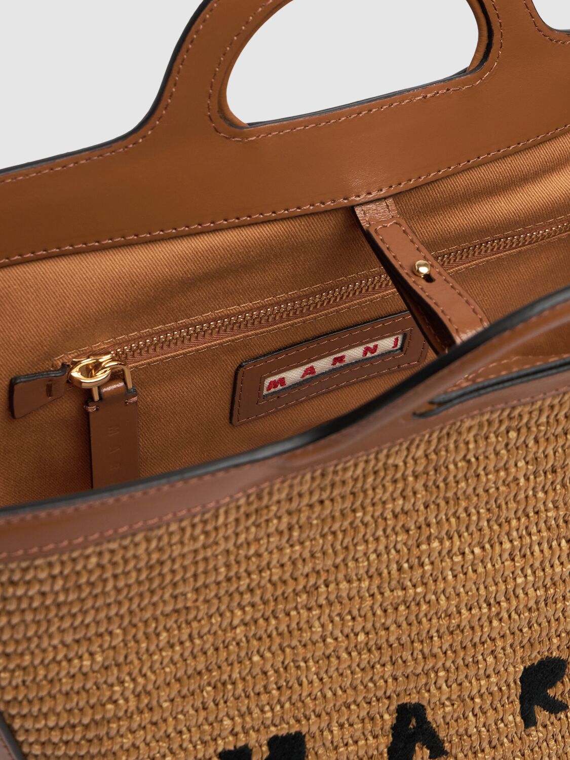 Shop Marni Small Tropicalia Summer Top Handle Bag In Raw Sienna