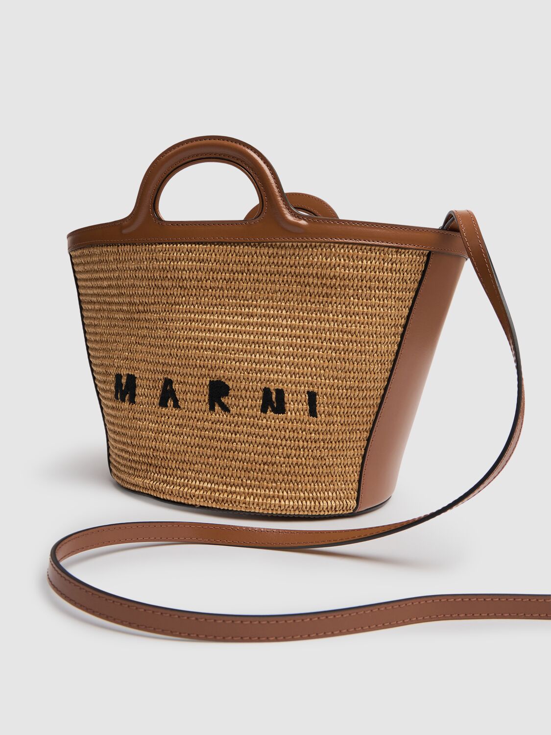 Shop Marni Small Tropicalia Summer Top Handle Bag In Raw Sienna